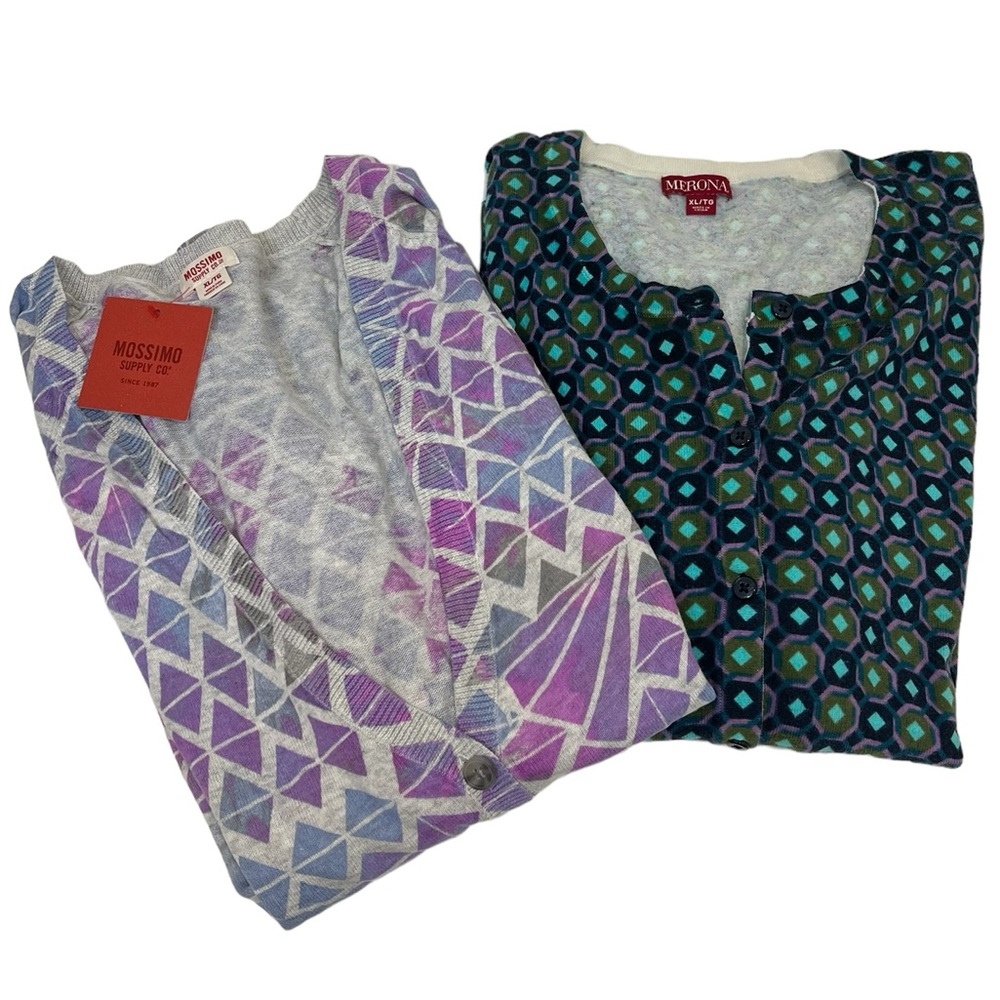 2 colorful design cardigans sz XL